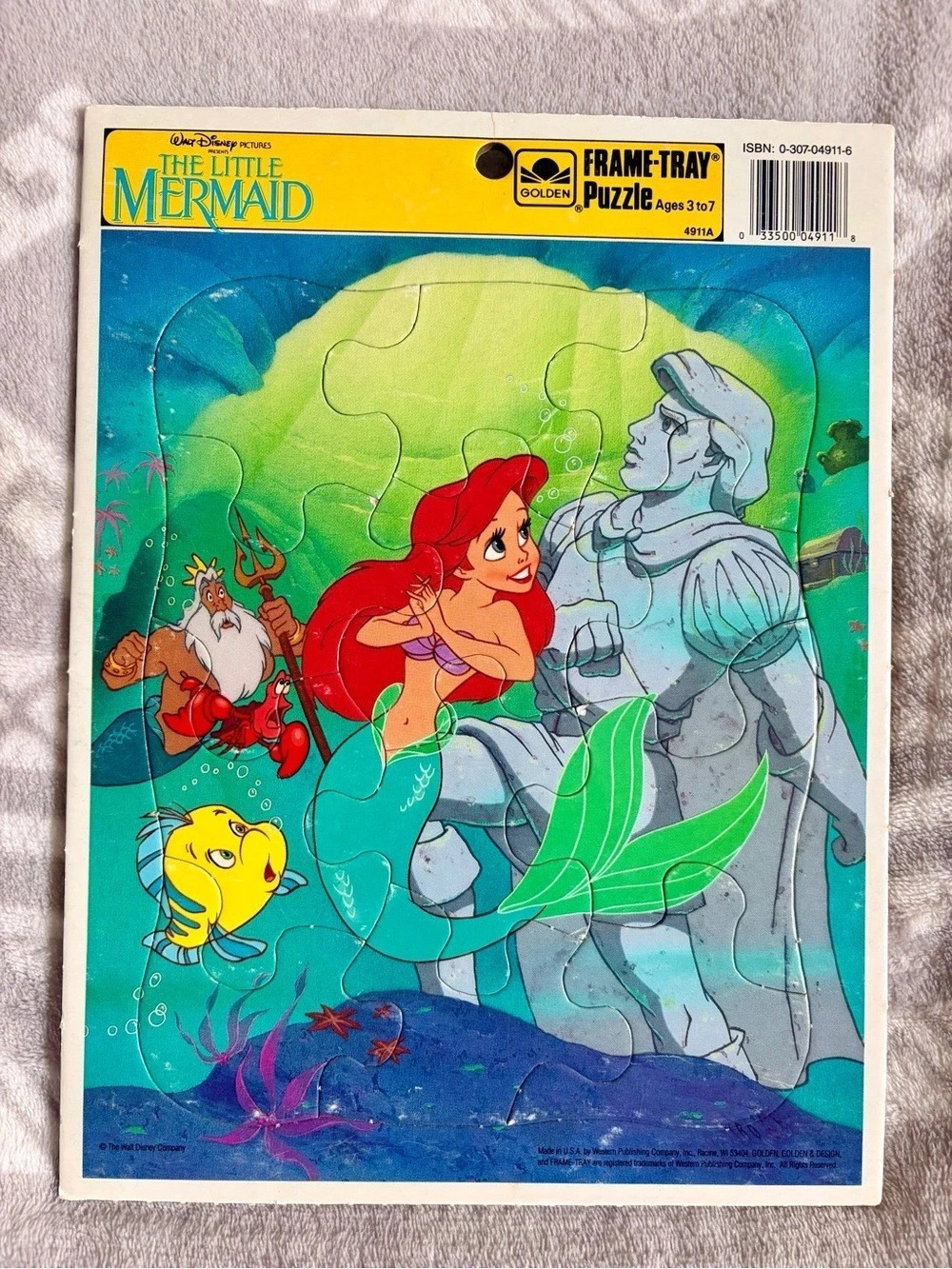 1989 VTG The Little Mermaid Complete 12- Piece Frame-Tray Board Puzzle by Golden
